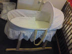 White Broderie Anglaise Moses Basket ( FREE stand)